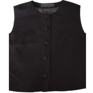 Vintage Collection Harve Benard Black Wool Blend Button Sleeveless Vest Petite